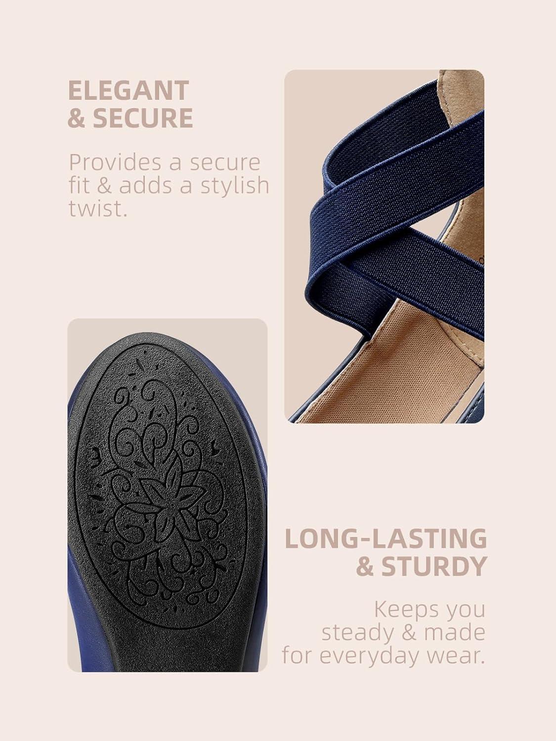 imageDREAM PAIRS Womens Comfortable Fashion Elastic Ankle Straps Flats ShoesNavypu