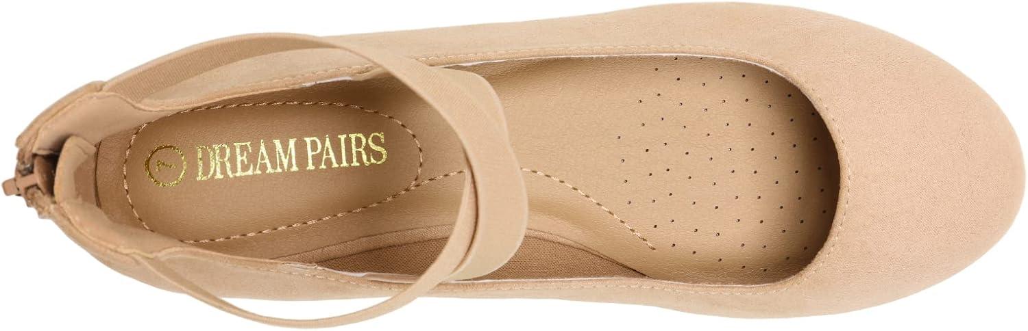 imageDREAM PAIRS Womens Comfortable Fashion Elastic Ankle Straps Flats ShoesNude