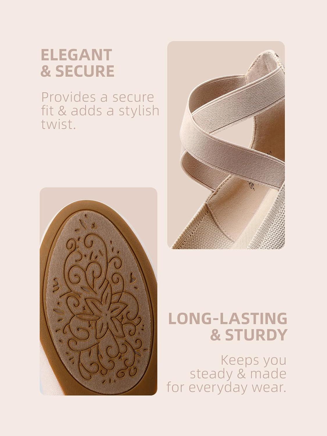 imageDREAM PAIRS Womens Comfortable Fashion Elastic Ankle Straps Flats ShoesNudeknit