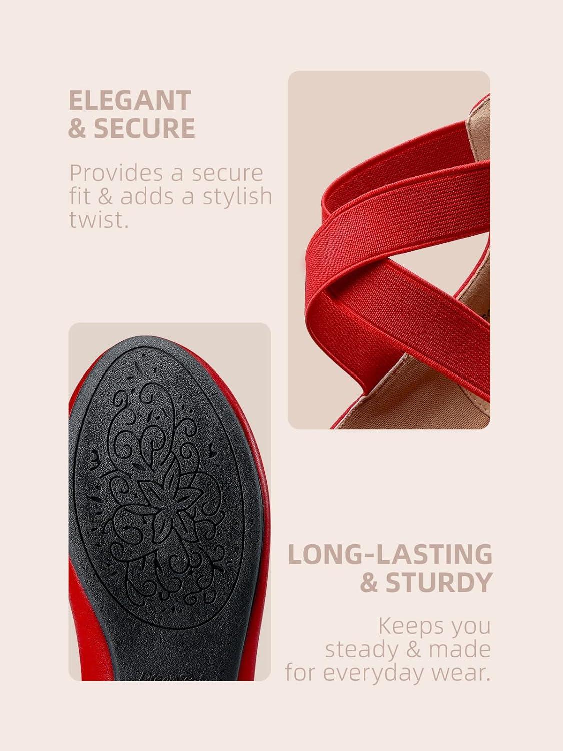 imageDREAM PAIRS Womens Comfortable Fashion Elastic Ankle Straps Flats ShoesRed