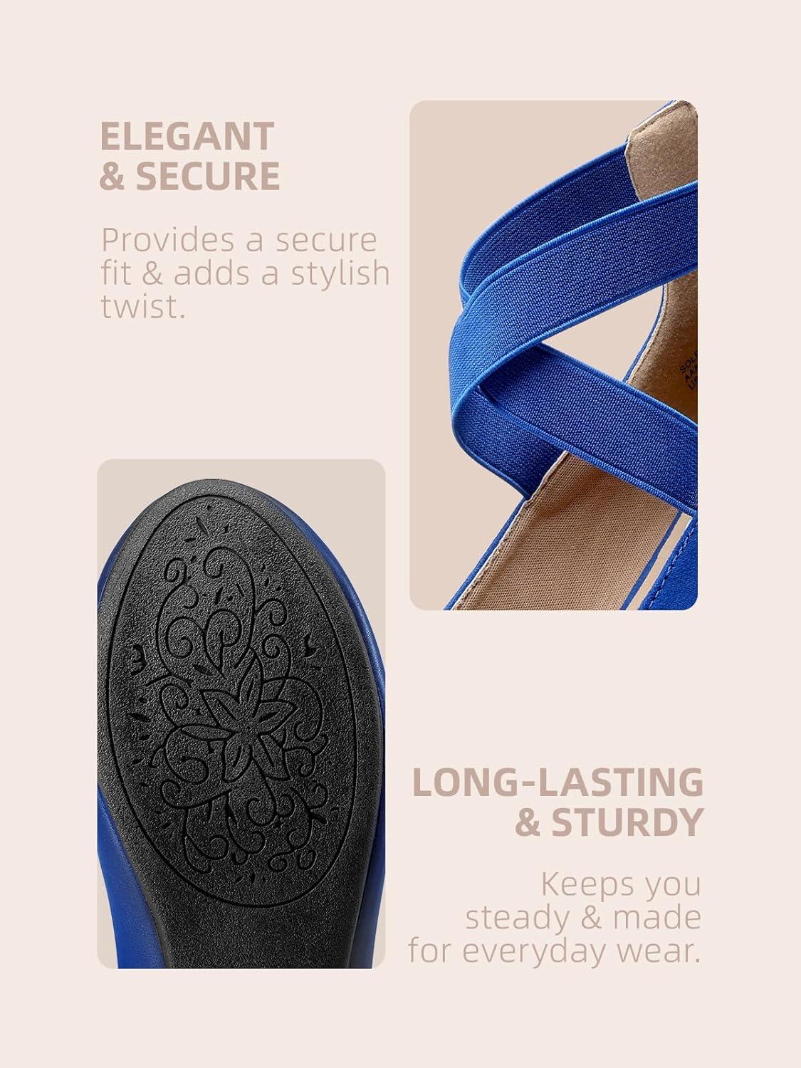 imageDREAM PAIRS Womens Comfortable Fashion Elastic Ankle Straps Flats ShoesRoyalBlue