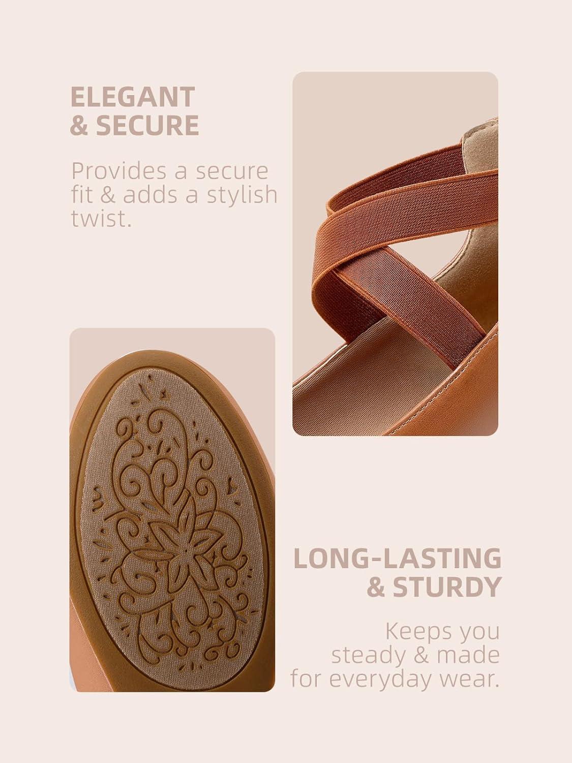 imageDREAM PAIRS Womens Comfortable Fashion Elastic Ankle Straps Flats ShoesTanPu