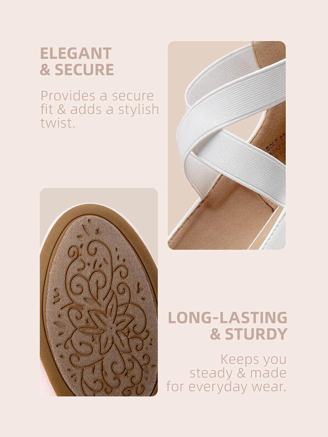 imageDREAM PAIRS Womens Comfortable Fashion Elastic Ankle Straps Flats ShoesWhitePu