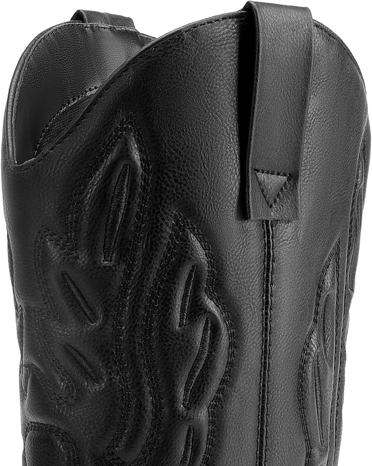 imageDREAM PAIRS Womens Cowboy Boots Mid Calf Cowgirl Boots Embroidery Stitched Western BootsAll Black