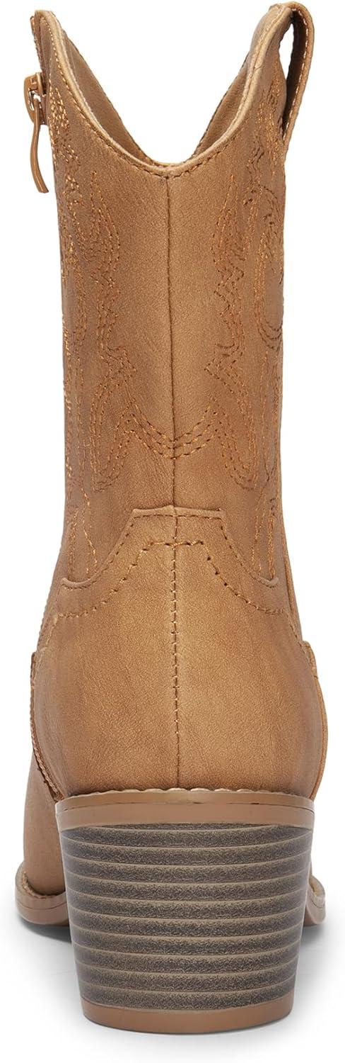 imageDREAM PAIRS Womens Cowboy Boots Pointed Toe Chunky Heel Zipper PullOn Stitched Western Ankle BootsKhakipu