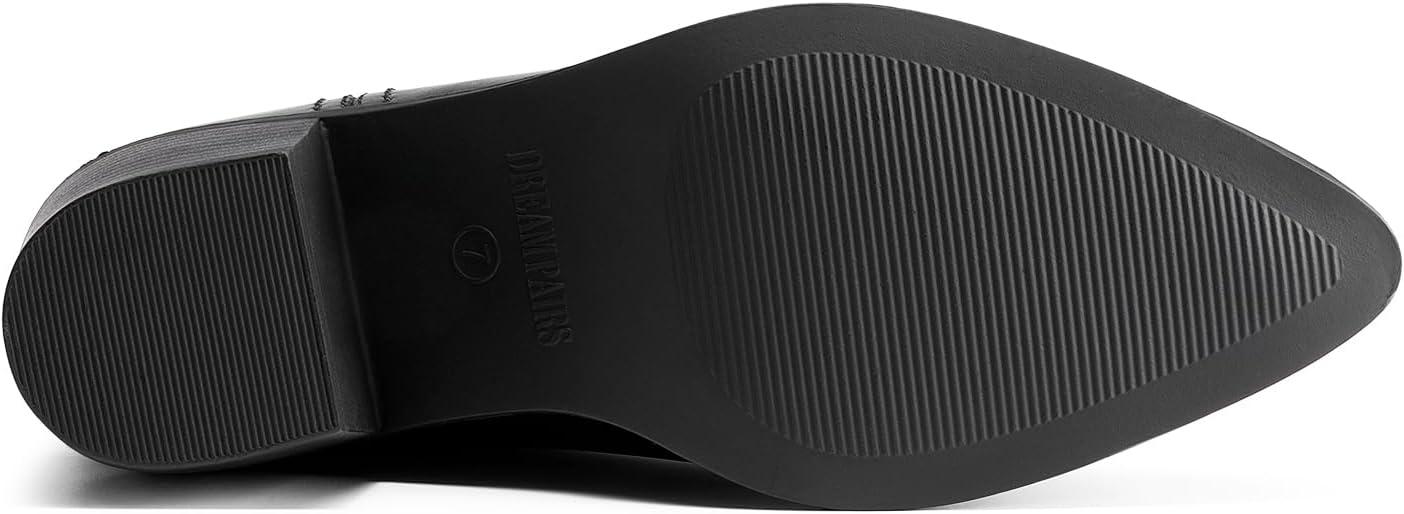 imageDREAM PAIRS Womens Cowgirl Boots Mid Calf Western Cowboy Chunky Heel Boots Slouchy ampamp Pullon Ankle Booties for womenBlack