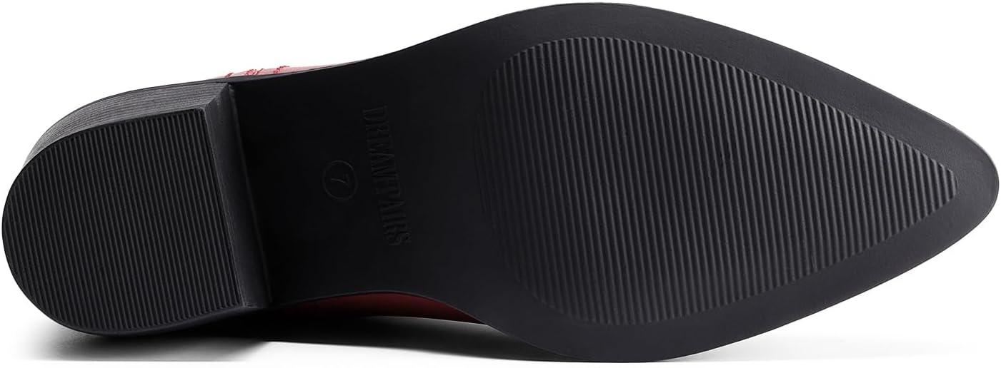 imageDREAM PAIRS Womens Cowgirl Boots Mid Calf Western Cowboy Chunky Heel Boots Slouchy ampamp Pullon Ankle Booties for womenRed