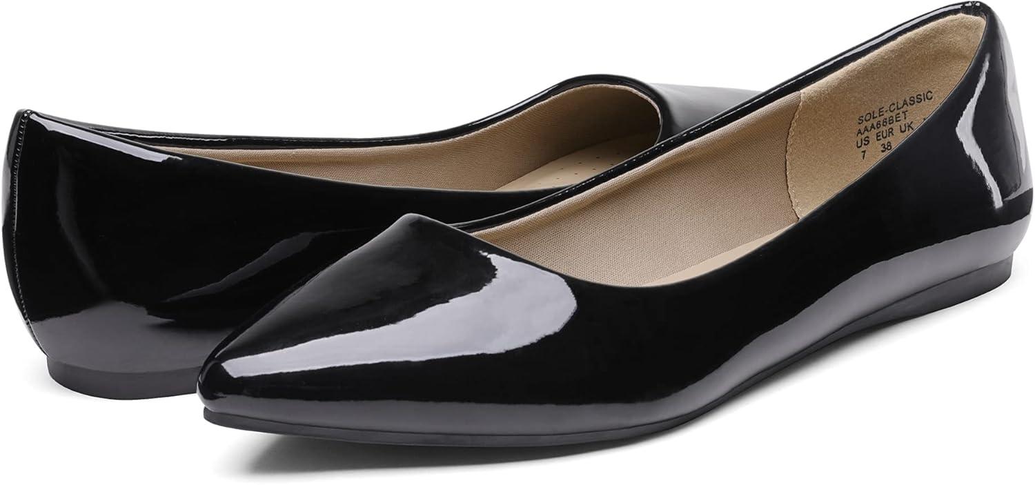 imageDREAM PAIRS Womens Dress Pointed Toe Flats Ballet Comfort Soft Slip On Casual Flat Shoes for Work Office BusinessBlackPat