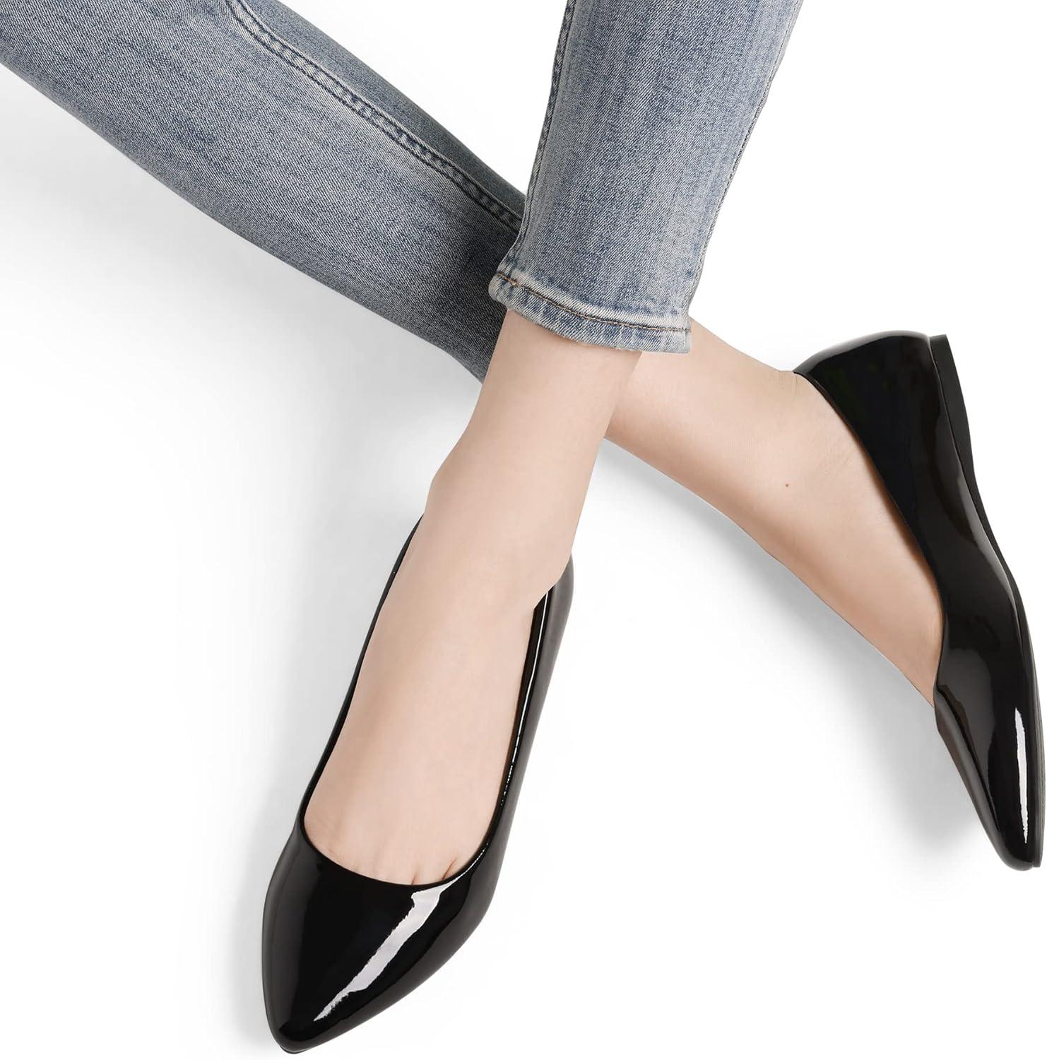 imageDREAM PAIRS Womens Dress Pointed Toe Flats Ballet Comfort Soft Slip On Casual Flat Shoes for Work Office BusinessBlackPat