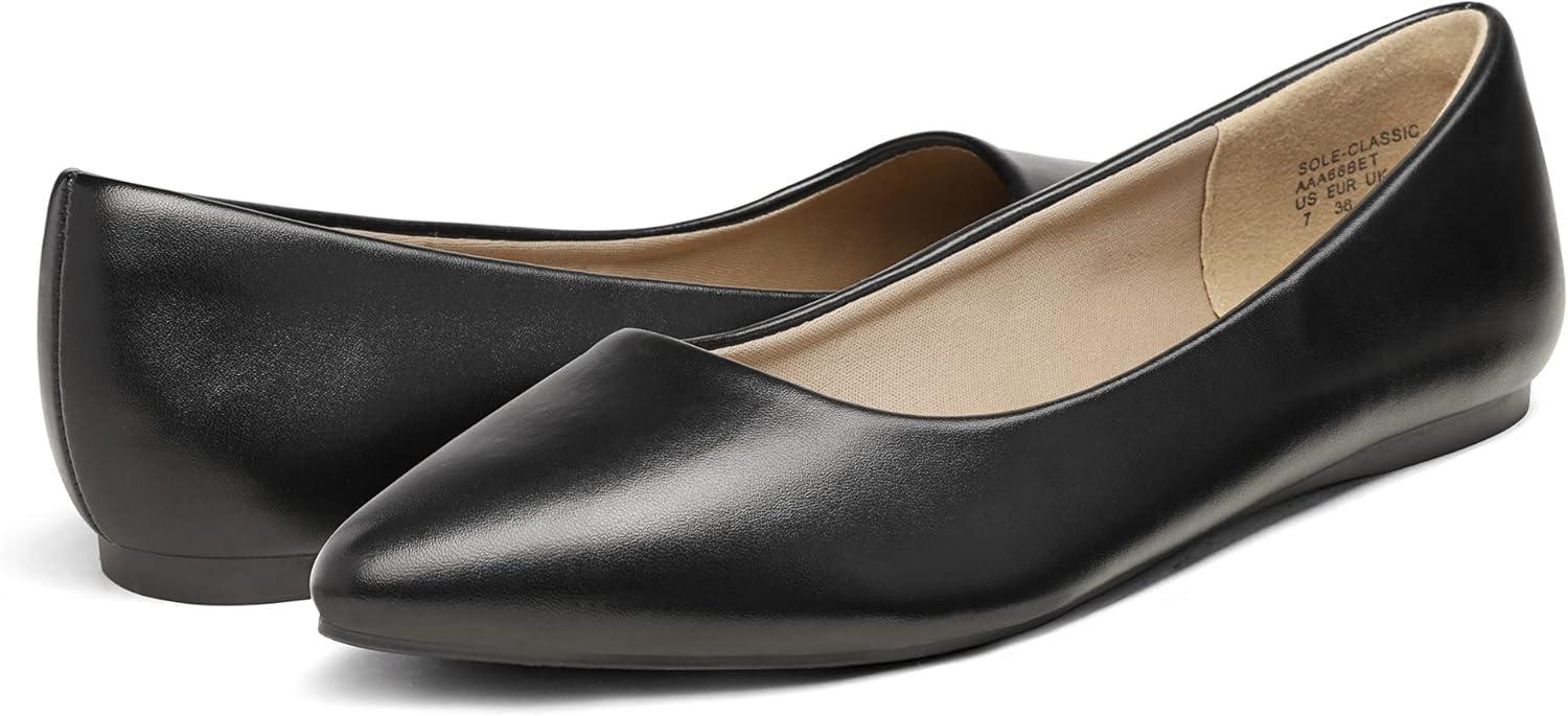 imageDREAM PAIRS Womens Dress Pointed Toe Flats Ballet Comfort Soft Slip On Casual Flat Shoes for Work Office BusinessBlackPu