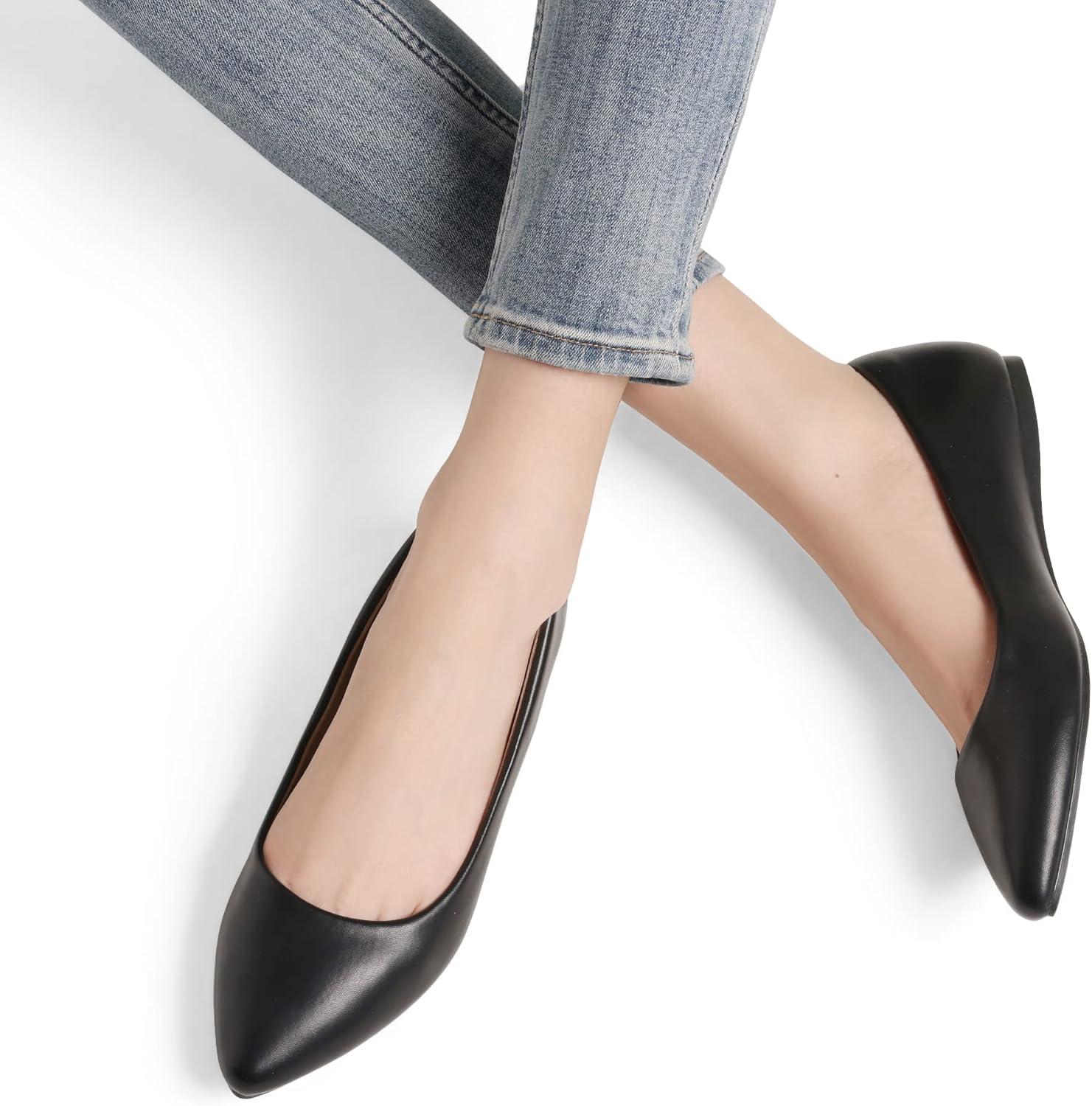 imageDREAM PAIRS Womens Dress Pointed Toe Flats Ballet Comfort Soft Slip On Casual Flat Shoes for Work Office BusinessBlackPu