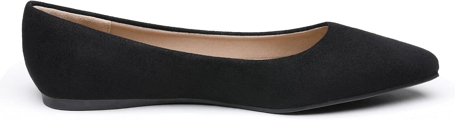 imageDREAM PAIRS Womens Dress Pointed Toe Flats Ballet Comfort Soft Slip On Casual Flat Shoes for Work Office BusinessBlackSuede