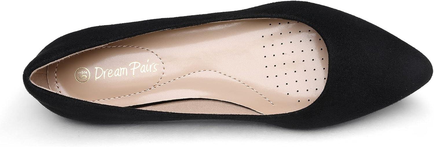 imageDREAM PAIRS Womens Dress Pointed Toe Flats Ballet Comfort Soft Slip On Casual Flat Shoes for Work Office BusinessBlackSuede