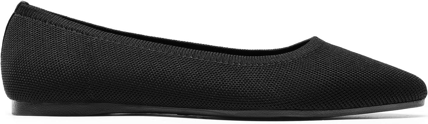 imageDREAM PAIRS Womens Dress Pointed Toe Flats Ballet Comfort Soft Slip On Casual Flat Shoes for Work Office BusinessBlackknit