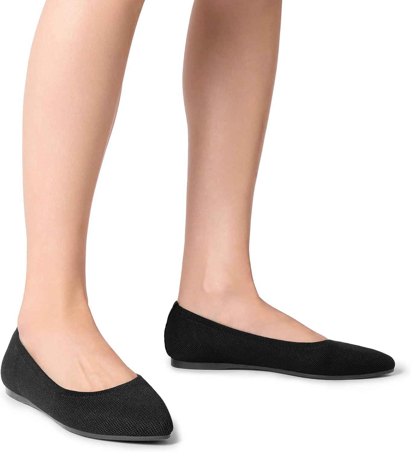 imageDREAM PAIRS Womens Dress Pointed Toe Flats Ballet Comfort Soft Slip On Casual Flat Shoes for Work Office BusinessBlackknit