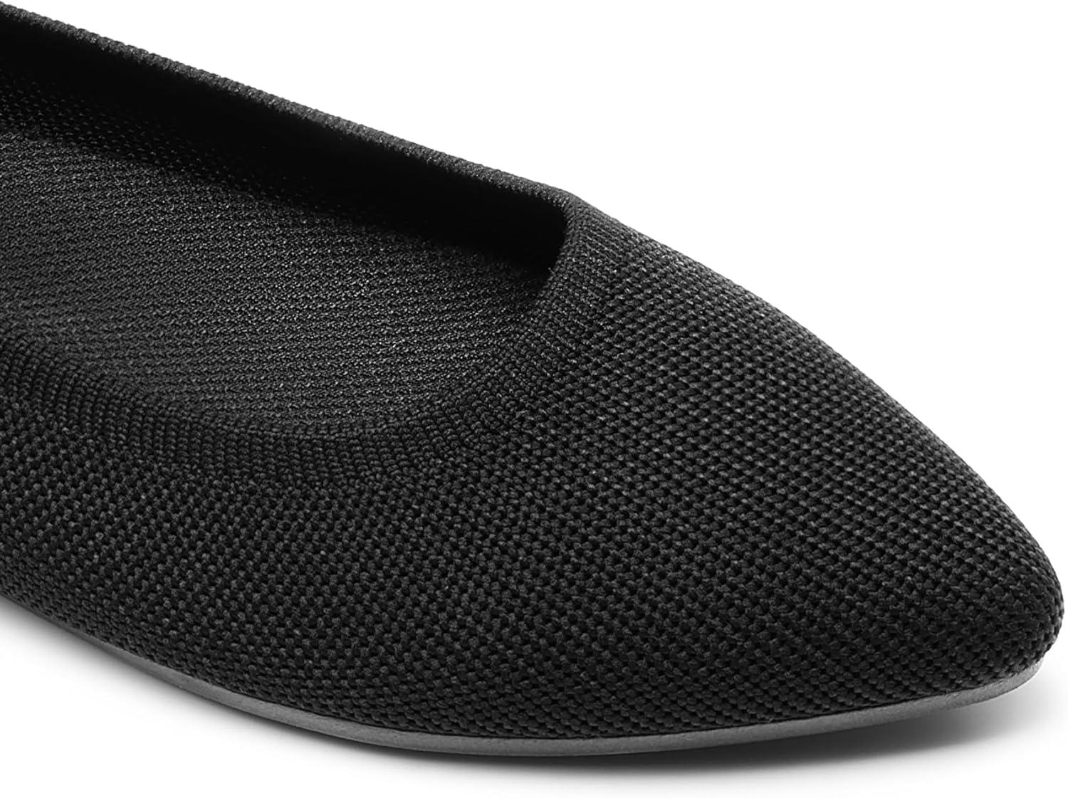 imageDREAM PAIRS Womens Dress Pointed Toe Flats Ballet Comfort Soft Slip On Casual Flat Shoes for Work Office BusinessBlackknit