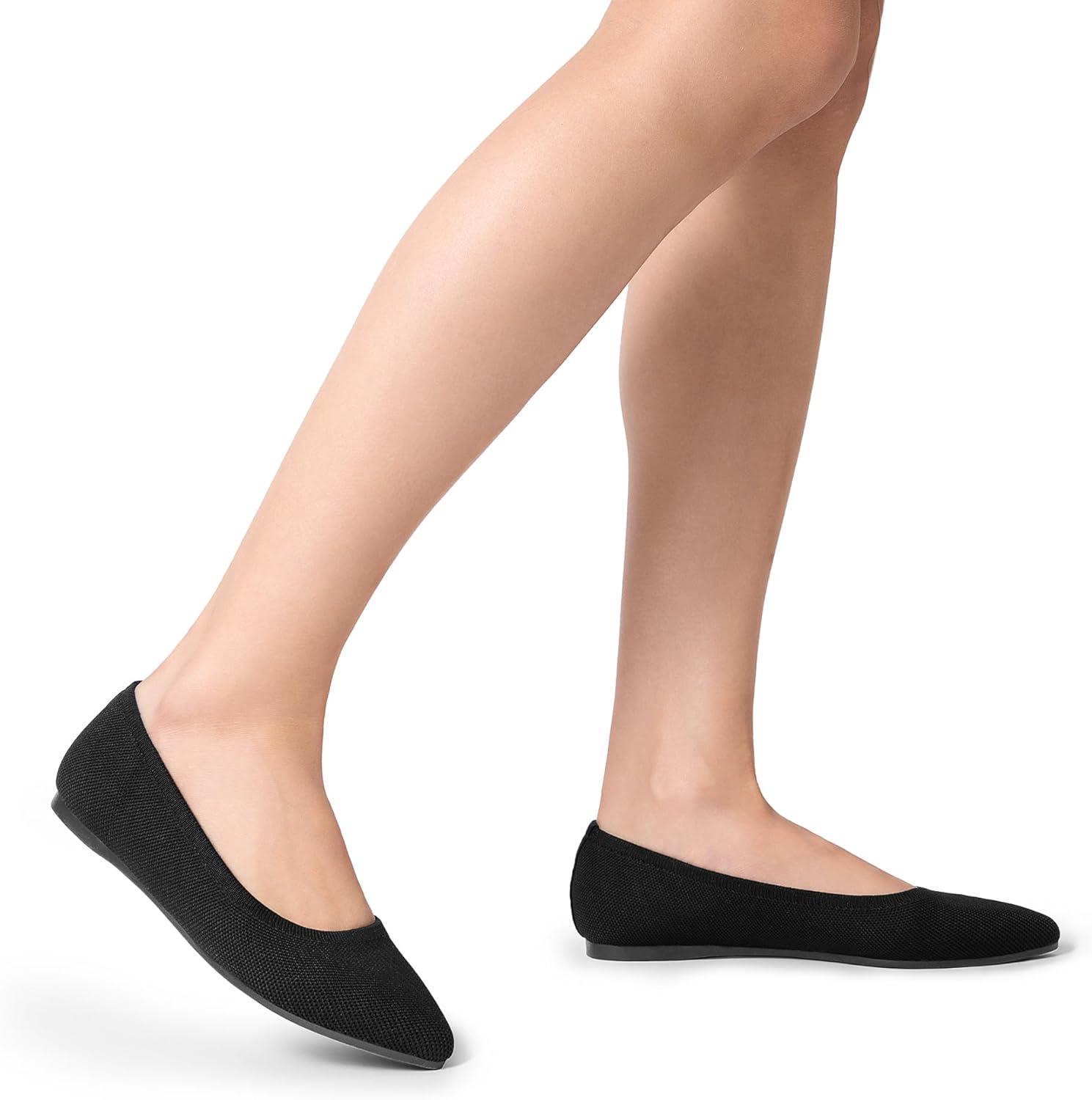 imageDREAM PAIRS Womens Dress Pointed Toe Flats Ballet Comfort Soft Slip On Casual Flat Shoes for Work Office BusinessBlackknit