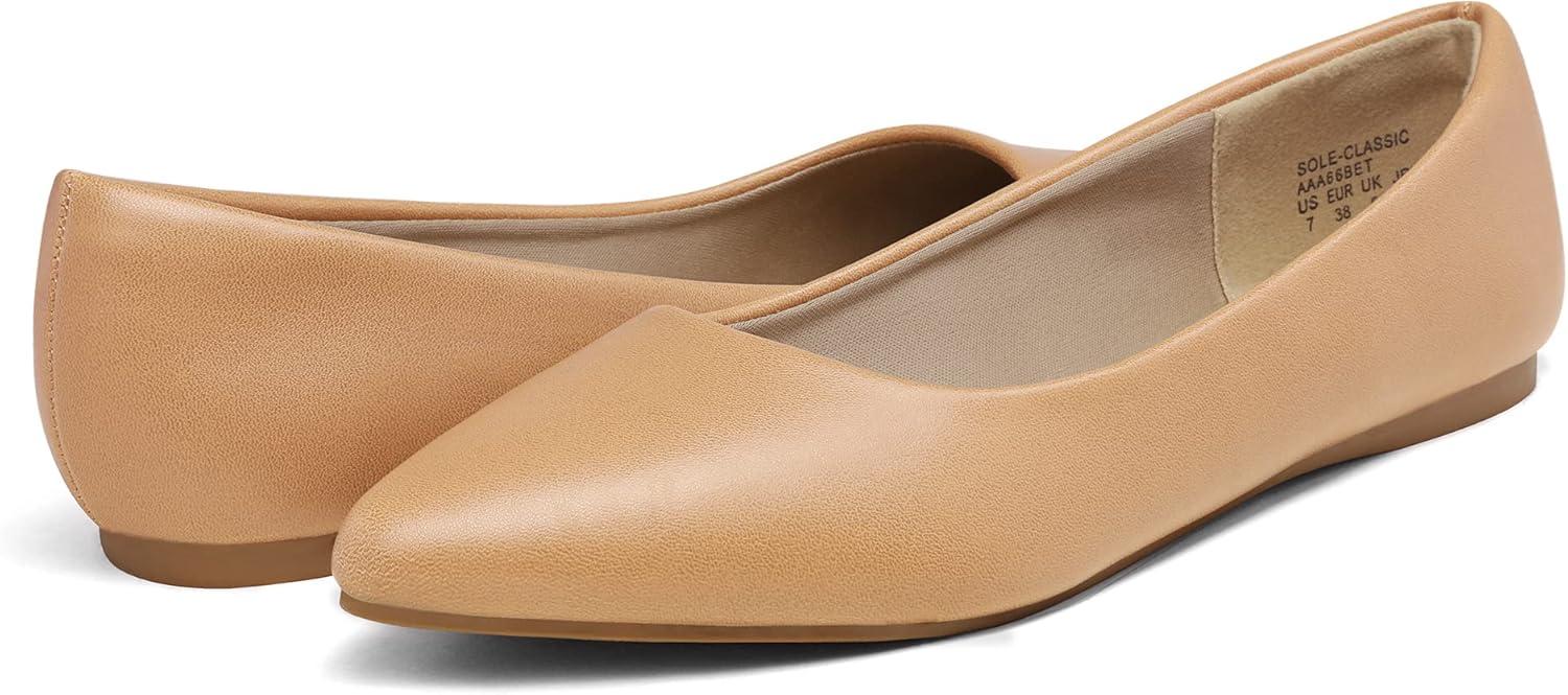 imageDREAM PAIRS Womens Dress Pointed Toe Flats Ballet Comfort Soft Slip On Casual Flat Shoes for Work Office BusinessNude Pu