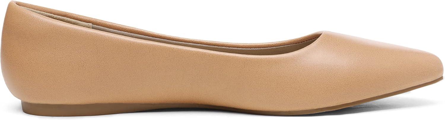 imageDREAM PAIRS Womens Dress Pointed Toe Flats Ballet Comfort Soft Slip On Casual Flat Shoes for Work Office BusinessNude Pu