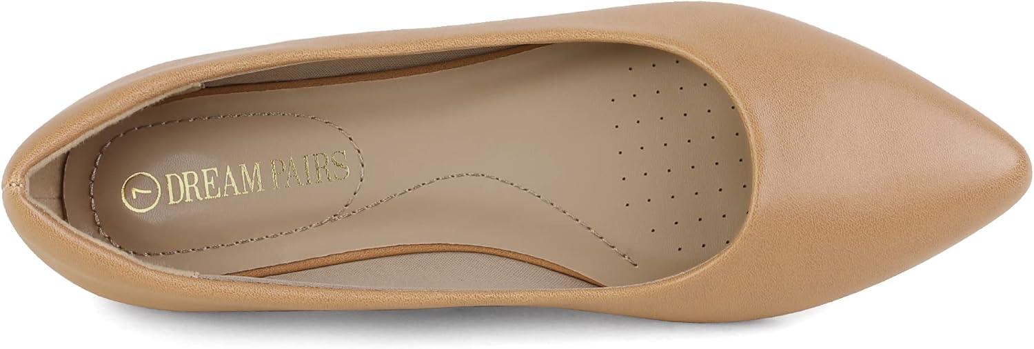 imageDREAM PAIRS Womens Dress Pointed Toe Flats Ballet Comfort Soft Slip On Casual Flat Shoes for Work Office BusinessNude Pu