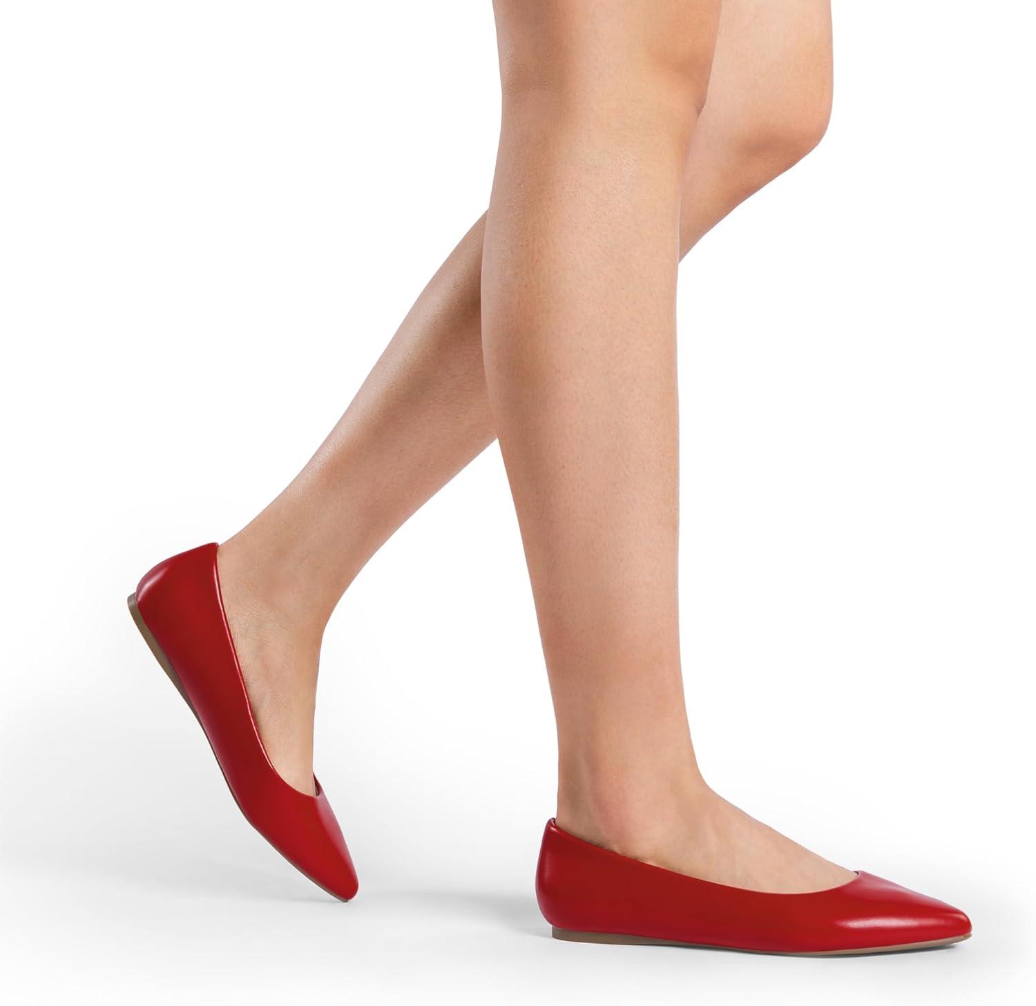 imageDREAM PAIRS Womens Dress Pointed Toe Flats Ballet Comfort Soft Slip On Casual Flat Shoes for Work Office BusinessRedpu