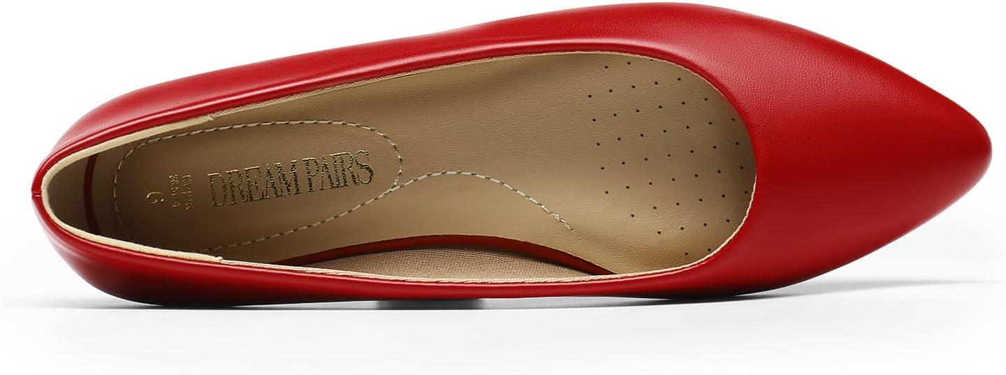 imageDREAM PAIRS Womens Dress Pointed Toe Flats Ballet Comfort Soft Slip On Casual Flat Shoes for Work Office BusinessRedpu