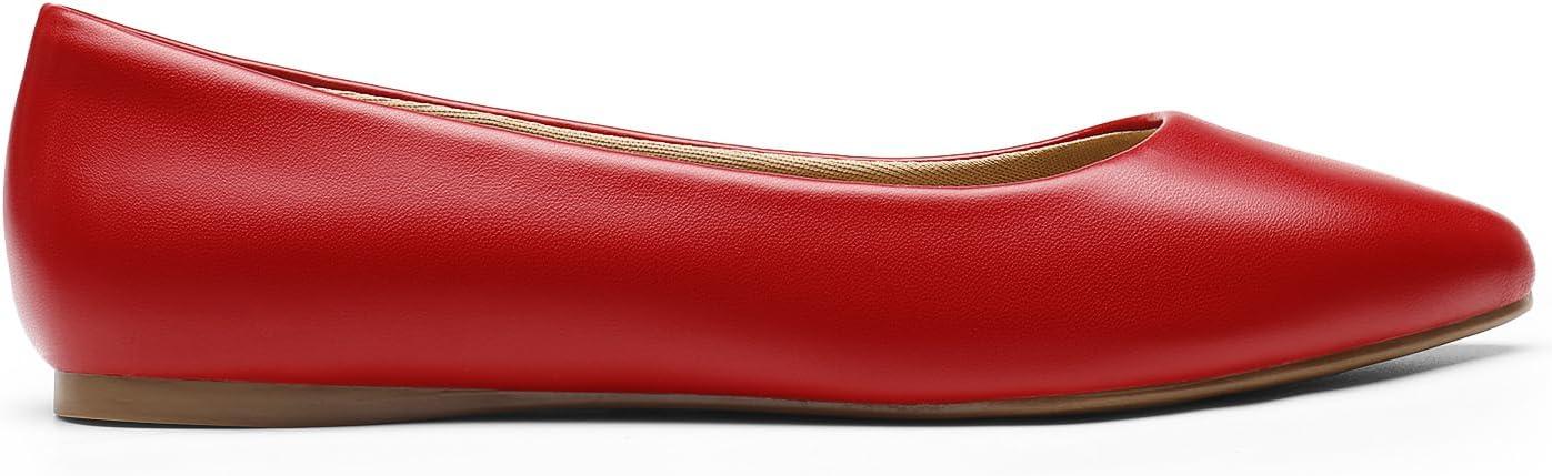 imageDREAM PAIRS Womens Dress Pointed Toe Flats Ballet Comfort Soft Slip On Casual Flat Shoes for Work Office BusinessRedpu
