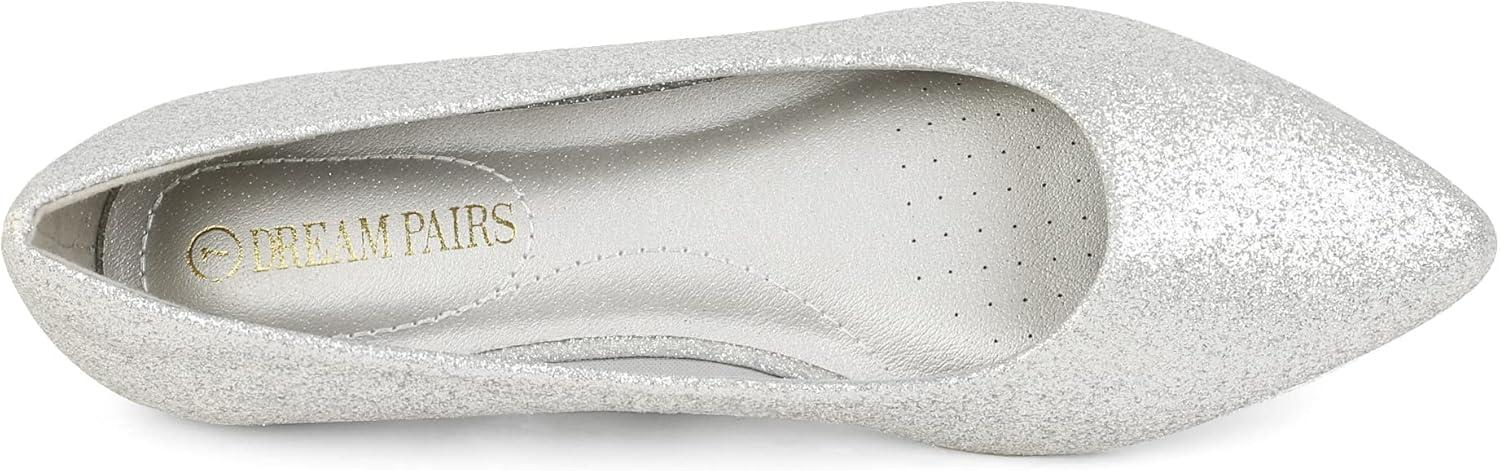 imageDREAM PAIRS Womens Dress Pointed Toe Flats Ballet Comfort Soft Slip On Casual Flat Shoes for Work Office BusinessSilverGlitter