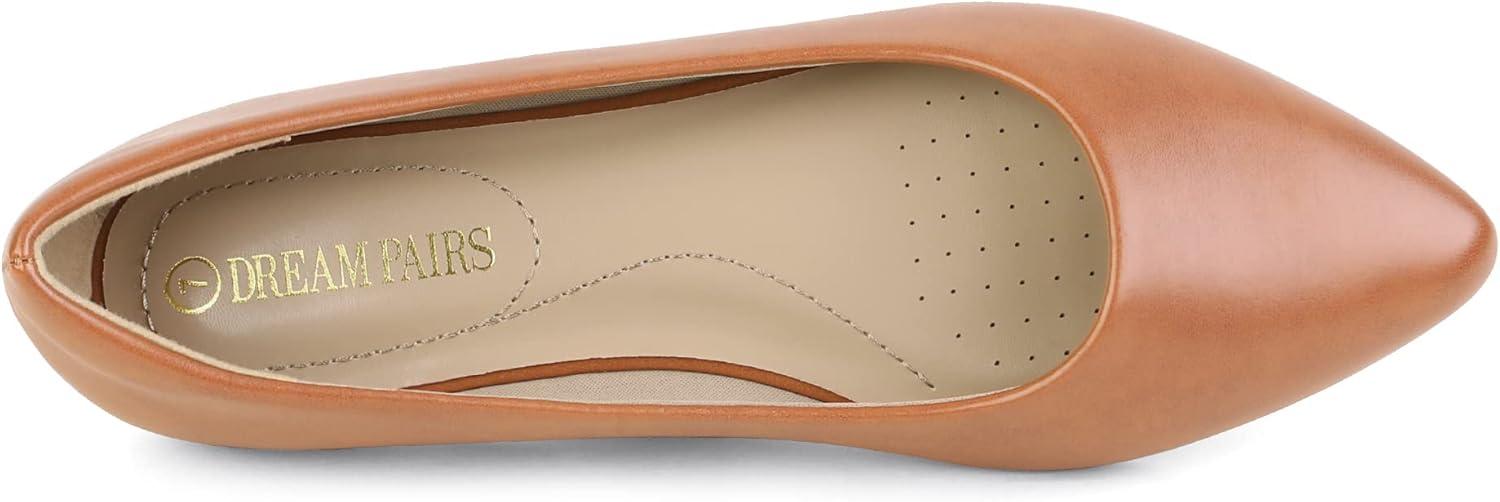 imageDREAM PAIRS Womens Dress Pointed Toe Flats Ballet Comfort Soft Slip On Casual Flat Shoes for Work Office BusinessTanPu