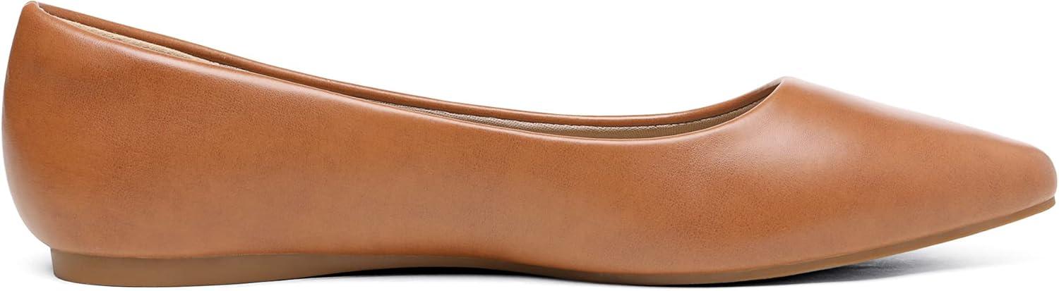 imageDREAM PAIRS Womens Dress Pointed Toe Flats Ballet Comfort Soft Slip On Casual Flat Shoes for Work Office BusinessTanPu