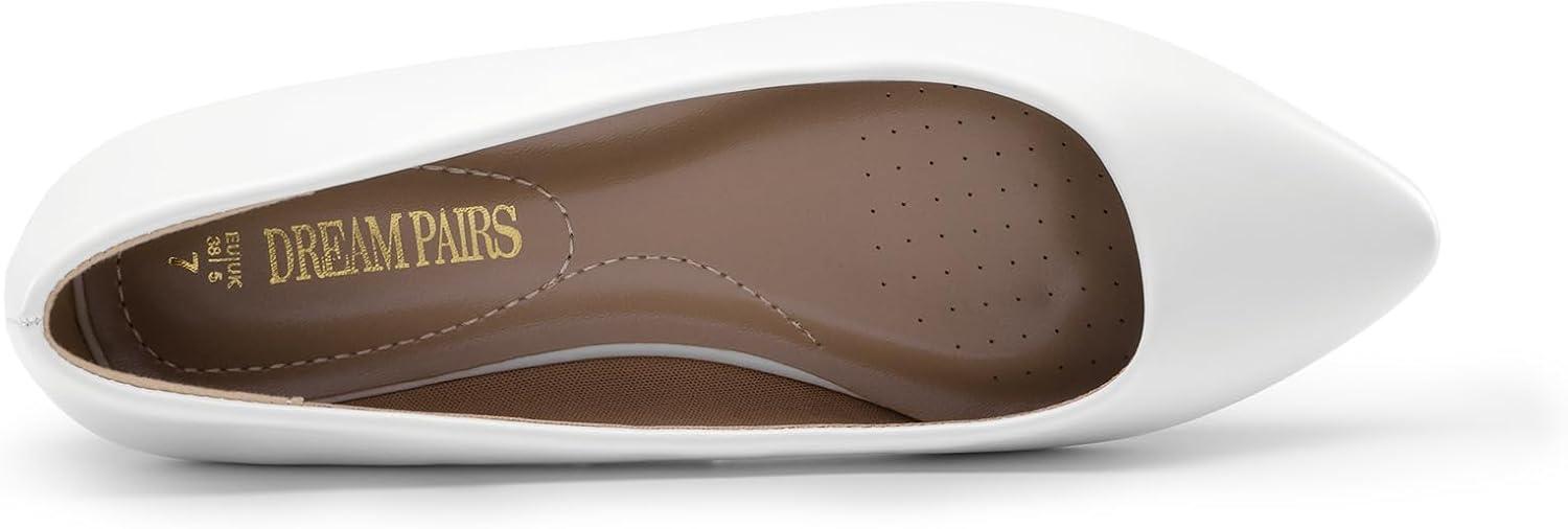 imageDREAM PAIRS Womens Dress Pointed Toe Flats Ballet Comfort Soft Slip On Casual Flat Shoes for Work Office BusinessWhitePu