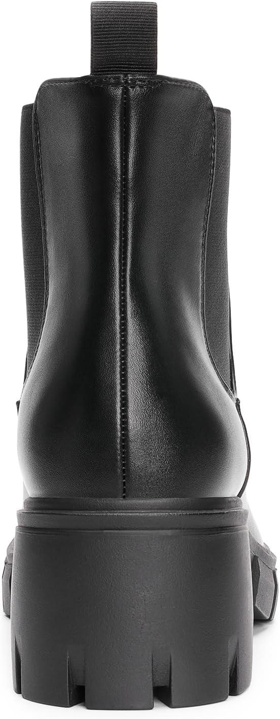 imageDREAM PAIRS Womens Elastic Chelsea Ankle Boots Platform Low Chunky Block Heel Lug Sole Slip on Fall Heeled Booties ShoesBlack