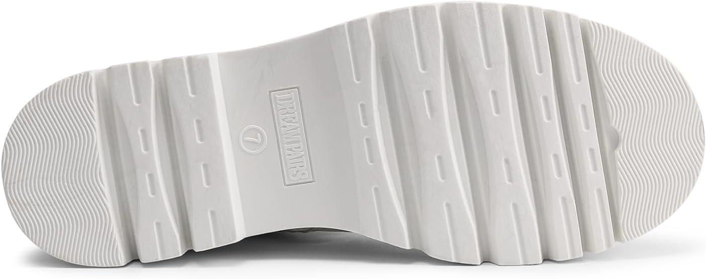 imageDREAM PAIRS Womens Fashion Platform Combat Boots Lace Up Lug Sole Goth Ankle Booties ShoesWhite