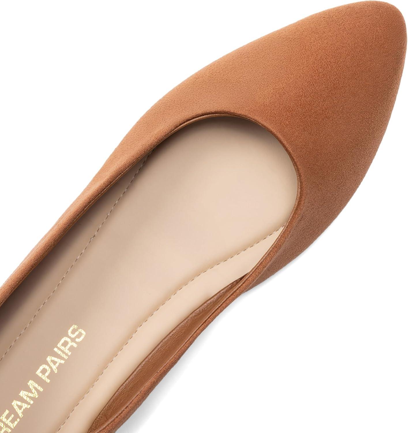 imageDREAM PAIRS Womens Flats Comfortable Slip On Business Work Office Casual Suede Ballet Flats Pointed Toe Dress ShoesBrown