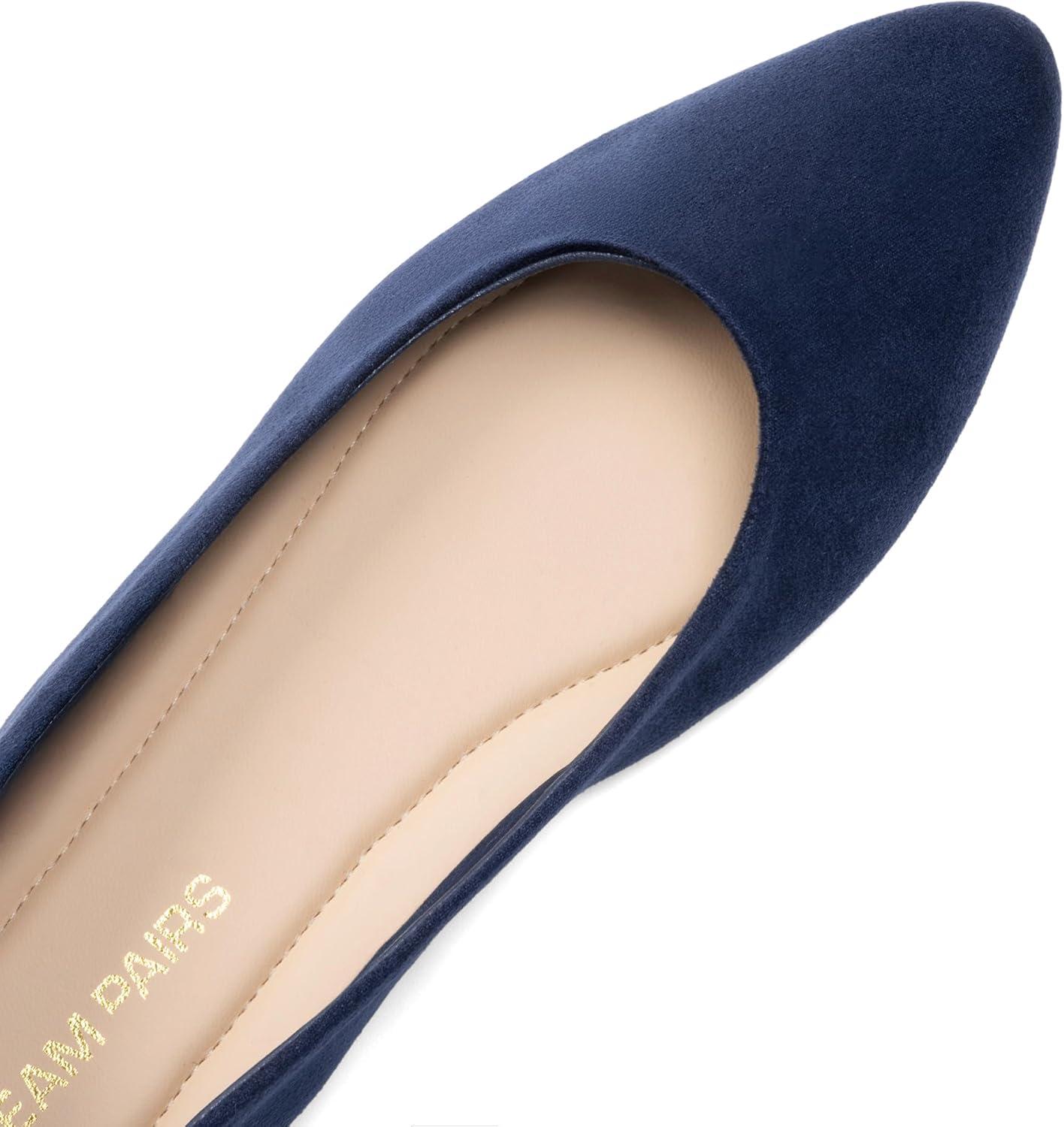 imageDREAM PAIRS Womens Flats Comfortable Slip On Business Work Office Casual Suede Ballet Flats Pointed Toe Dress ShoesNavy