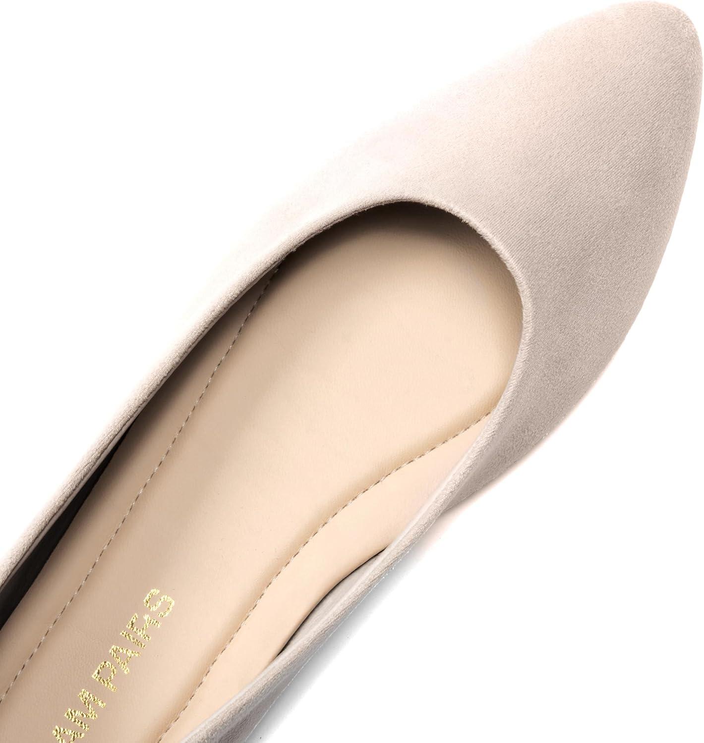 imageDREAM PAIRS Womens Flats Comfortable Slip On Business Work Office Casual Suede Ballet Flats Pointed Toe Dress ShoesNude