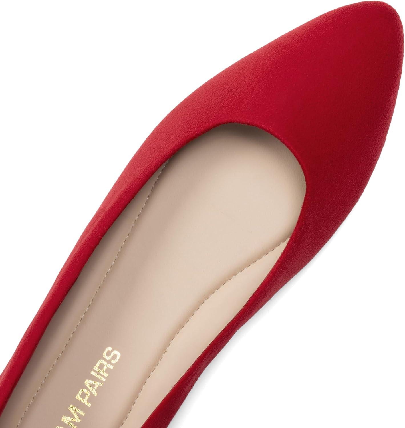 imageDREAM PAIRS Womens Flats Comfortable Slip On Business Work Office Casual Suede Ballet Flats Pointed Toe Dress ShoesRed