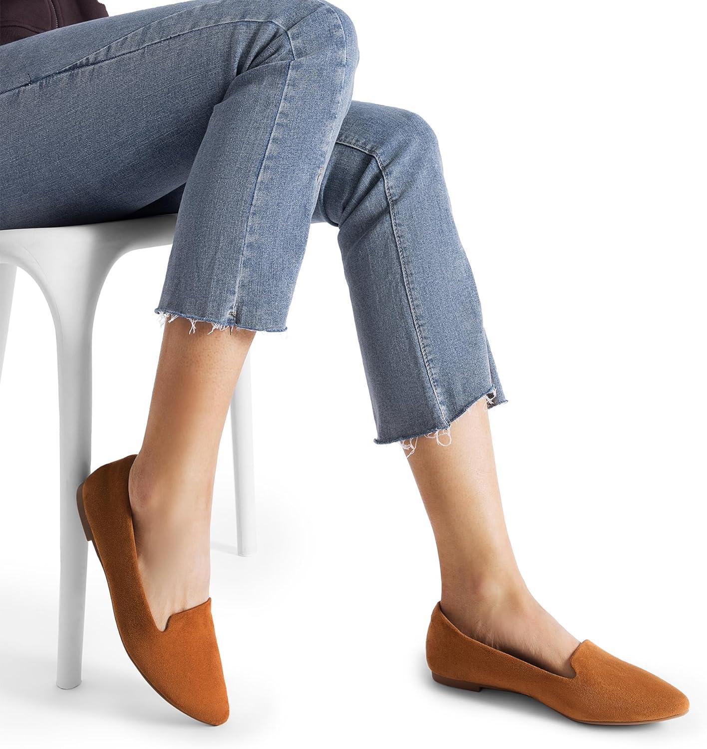 imageDREAM PAIRS Womens Flats Pointed Toe SlipOn Dressy Flat Shoes Comfortable Business Casual Dress Shoes for Office WorkBrown