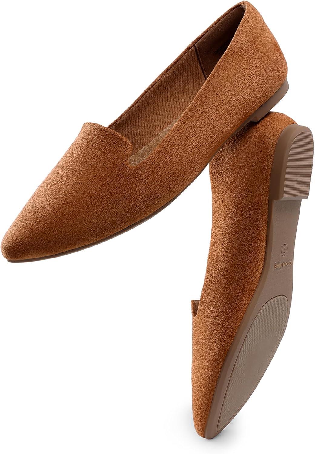 imageDREAM PAIRS Womens Flats Pointed Toe SlipOn Dressy Flat Shoes Comfortable Business Casual Dress Shoes for Office WorkBrown