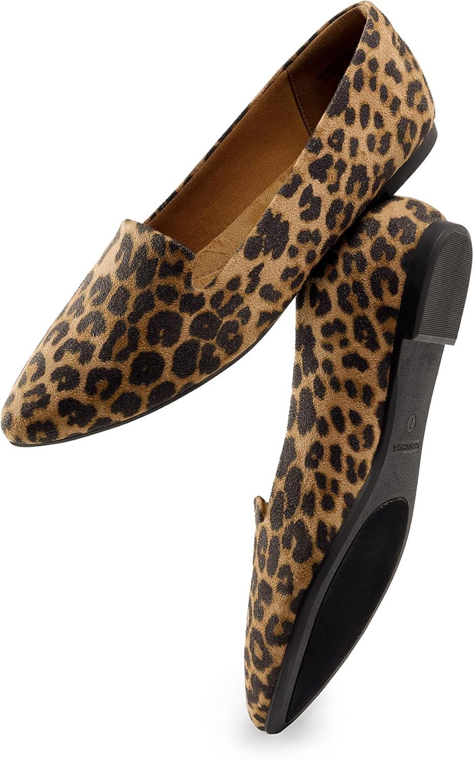 imageDREAM PAIRS Womens Flats Pointed Toe SlipOn Dressy Flat Shoes Comfortable Business Casual Dress Shoes for Office WorkLeopard