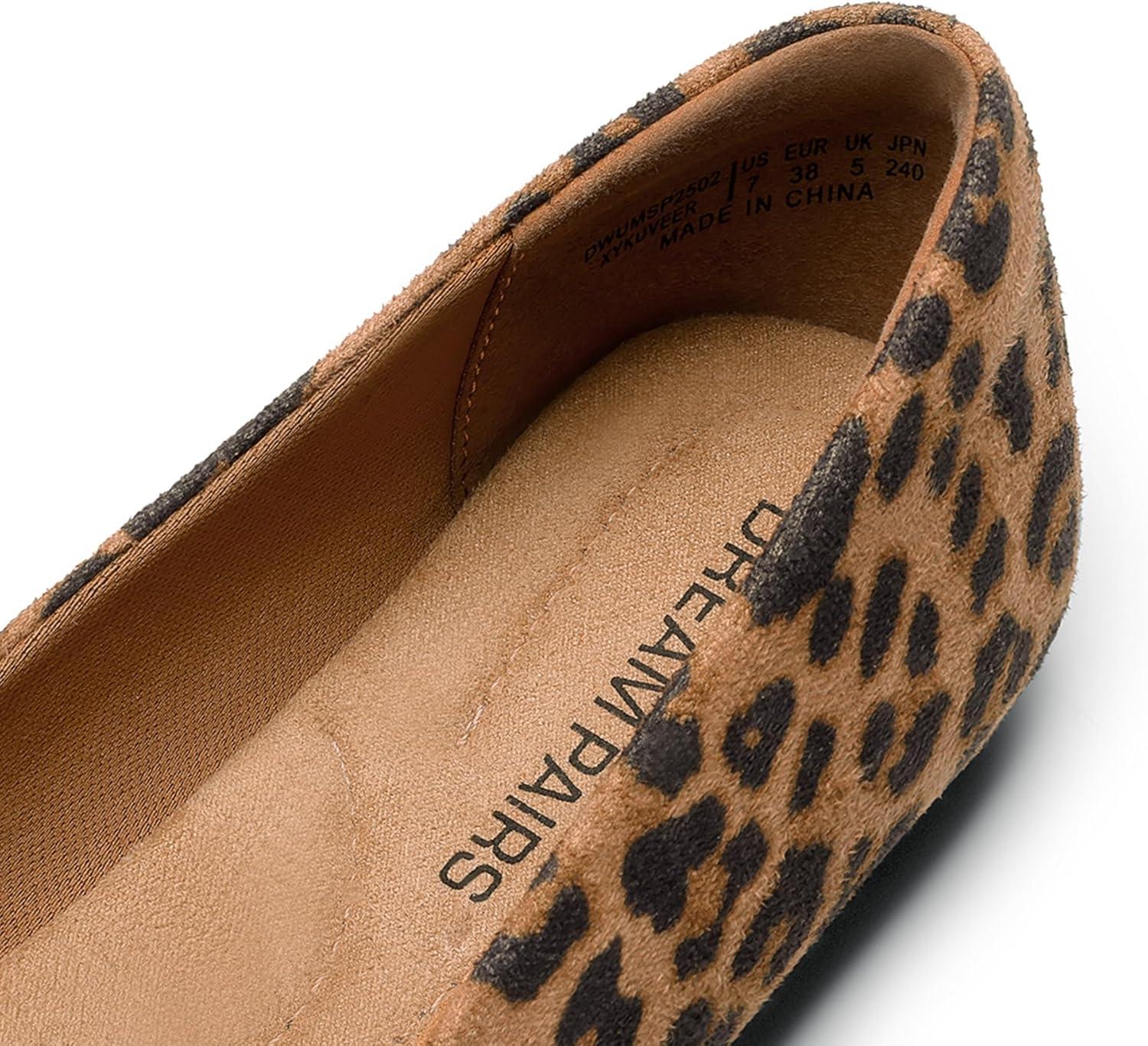 imageDREAM PAIRS Womens Flats Pointed Toe SlipOn Dressy Flat Shoes Comfortable Business Casual Dress Shoes for Office WorkLeopard