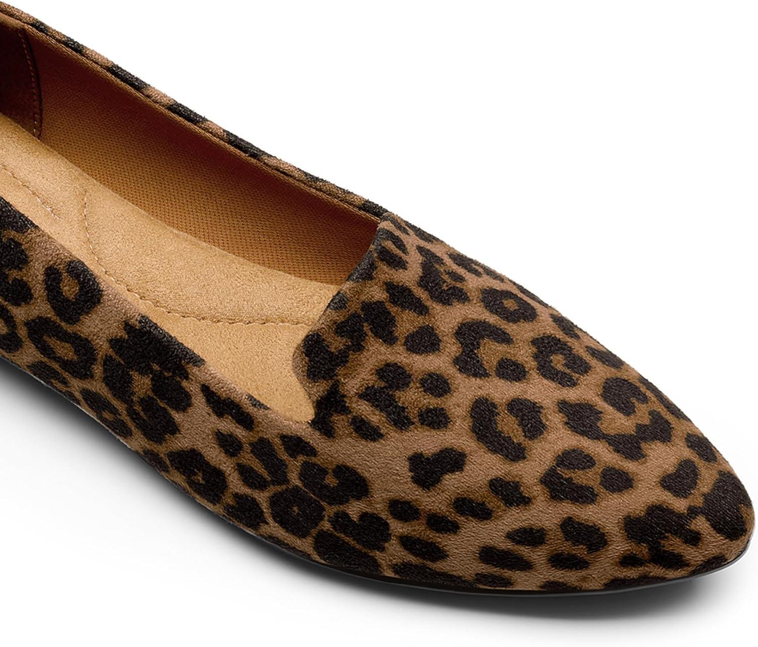 imageDREAM PAIRS Womens Flats Pointed Toe SlipOn Dressy Flat Shoes Comfortable Business Casual Dress Shoes for Office WorkLeopard