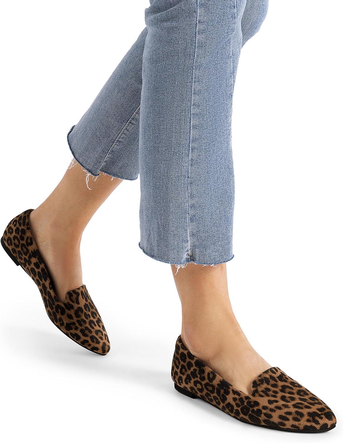 imageDREAM PAIRS Womens Flats Pointed Toe SlipOn Dressy Flat Shoes Comfortable Business Casual Dress Shoes for Office WorkLeopard