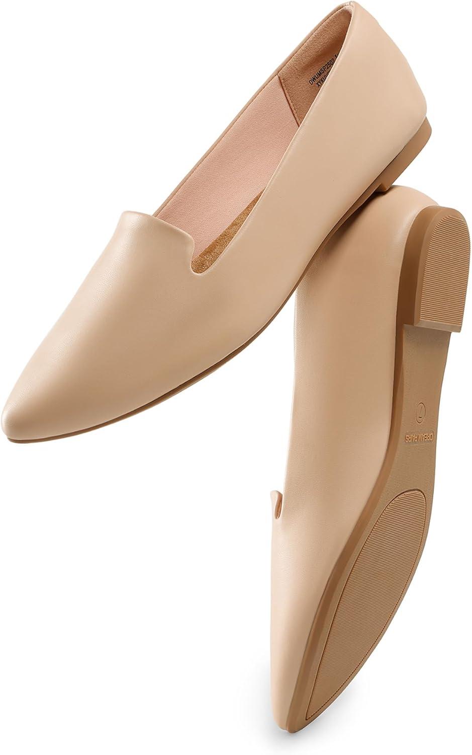 imageDREAM PAIRS Womens Flats Pointed Toe SlipOn Dressy Flat Shoes Comfortable Business Casual Dress Shoes for Office WorkNude