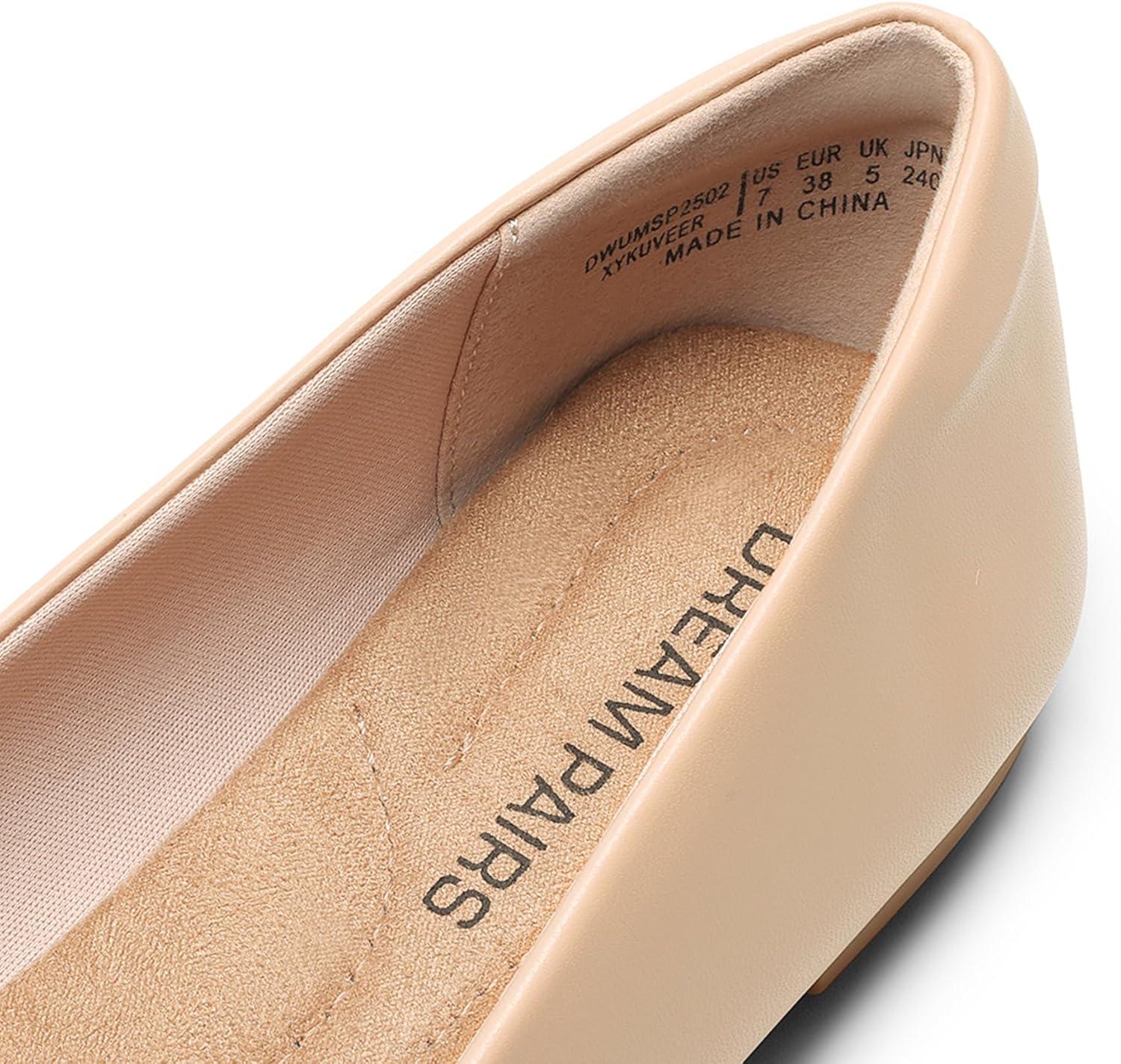 imageDREAM PAIRS Womens Flats Pointed Toe SlipOn Dressy Flat Shoes Comfortable Business Casual Dress Shoes for Office WorkNude