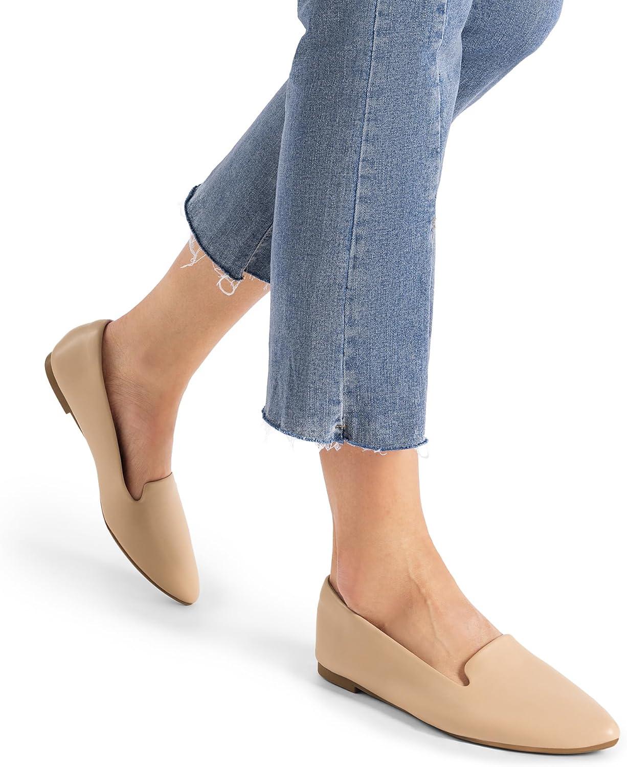 imageDREAM PAIRS Womens Flats Pointed Toe SlipOn Dressy Flat Shoes Comfortable Business Casual Dress Shoes for Office WorkNude