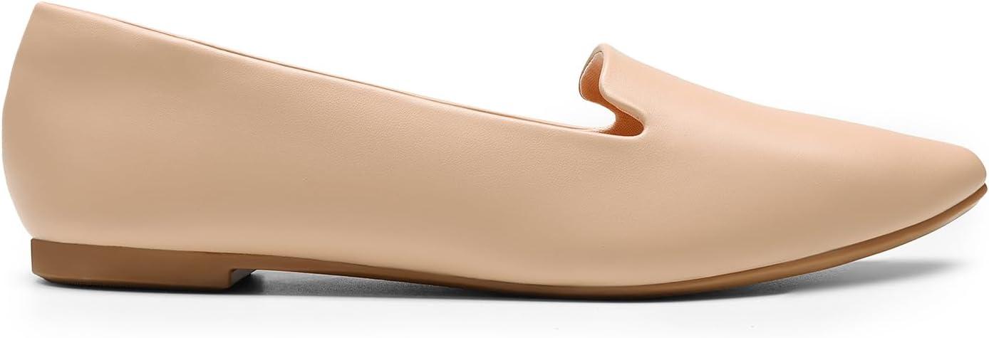 imageDREAM PAIRS Womens Flats Pointed Toe SlipOn Dressy Flat Shoes Comfortable Business Casual Dress Shoes for Office WorkNude