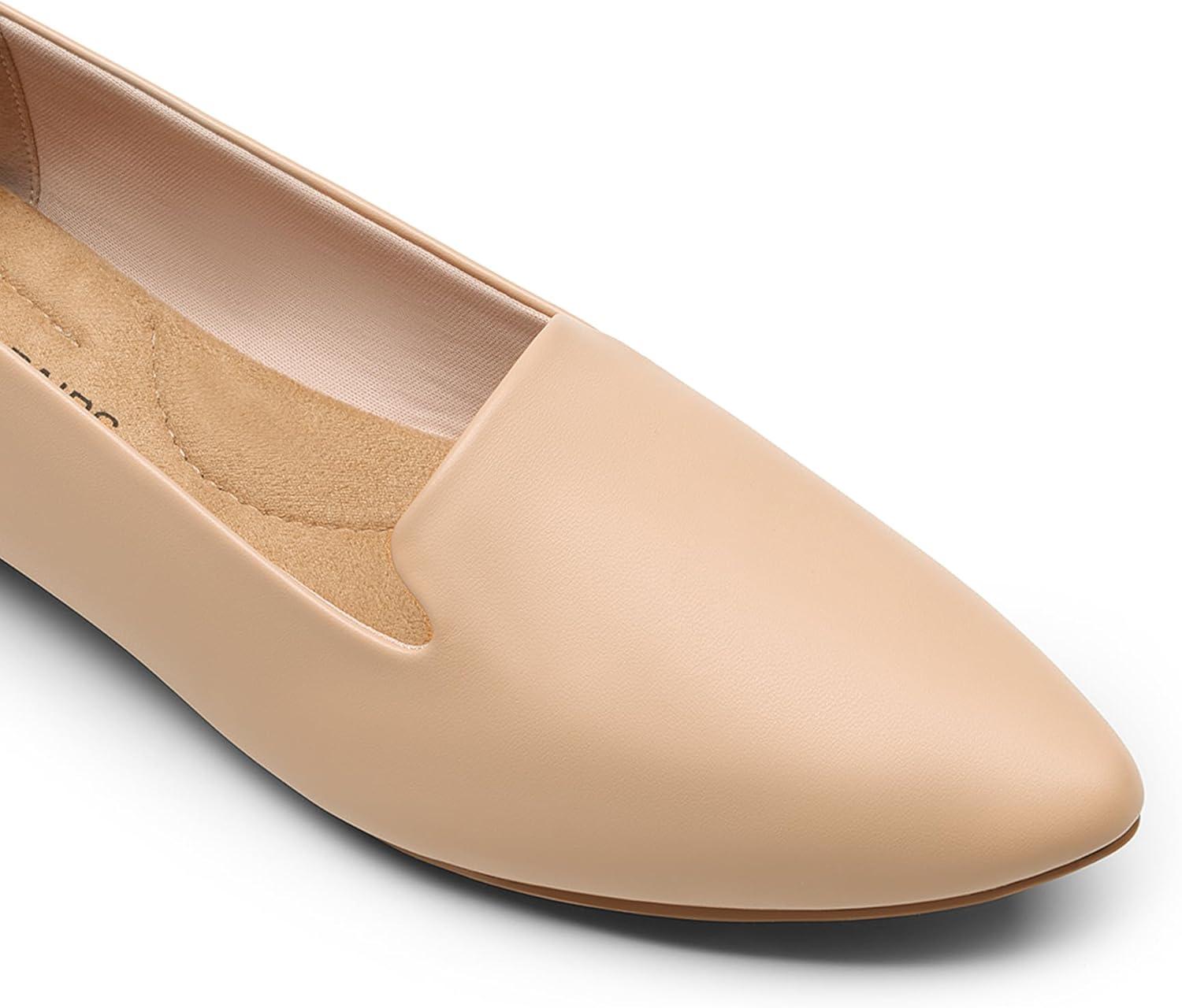 imageDREAM PAIRS Womens Flats Pointed Toe SlipOn Dressy Flat Shoes Comfortable Business Casual Dress Shoes for Office WorkNude