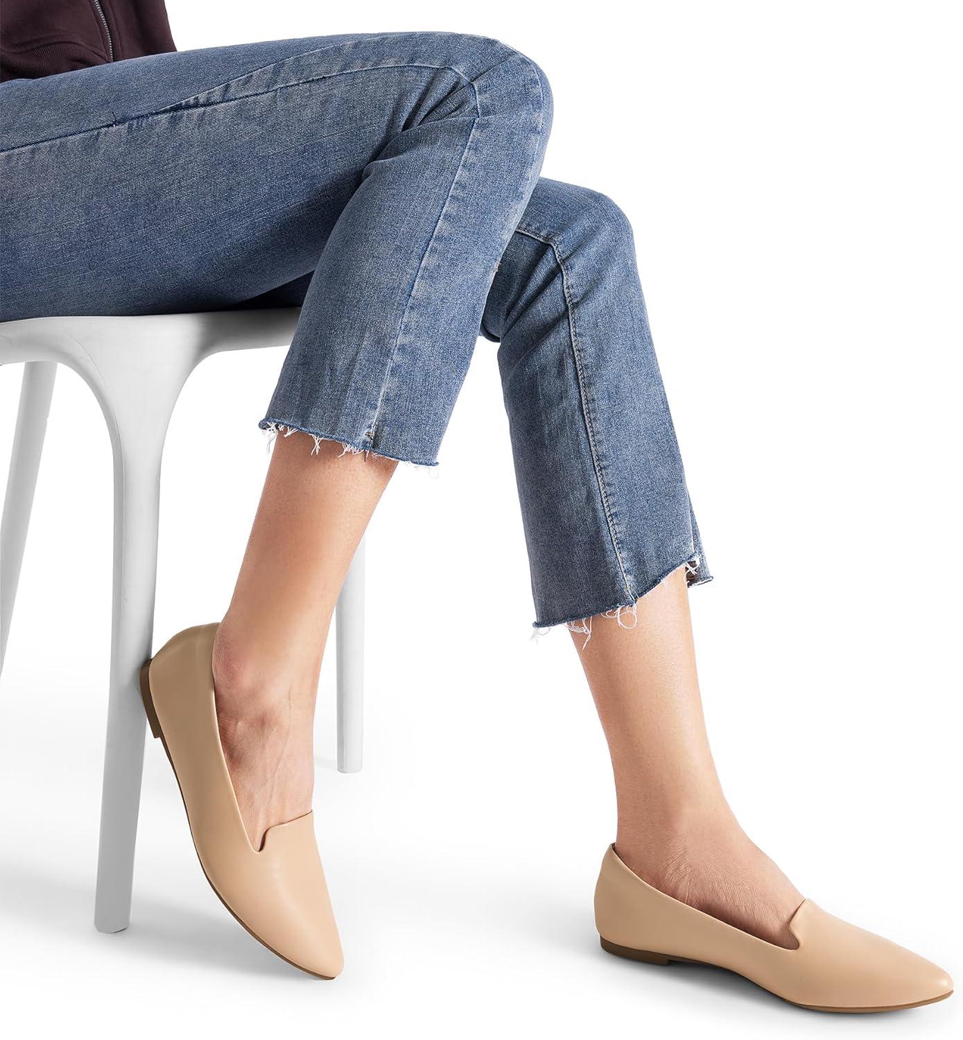 imageDREAM PAIRS Womens Flats Pointed Toe SlipOn Dressy Flat Shoes Comfortable Business Casual Dress Shoes for Office WorkNude