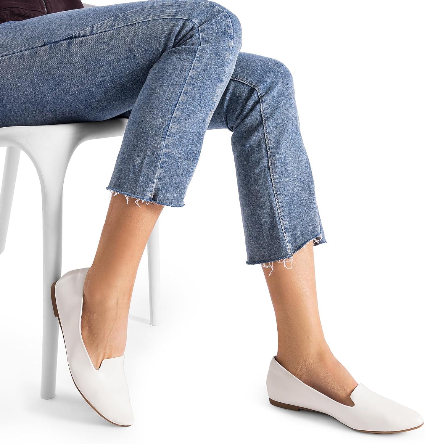 imageDREAM PAIRS Womens Flats Pointed Toe SlipOn Dressy Flat Shoes Comfortable Business Casual Dress Shoes for Office WorkWhite